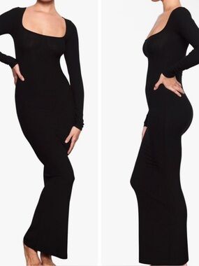 SKIMS soft lounge ribbed knit long sleeve maxi dress